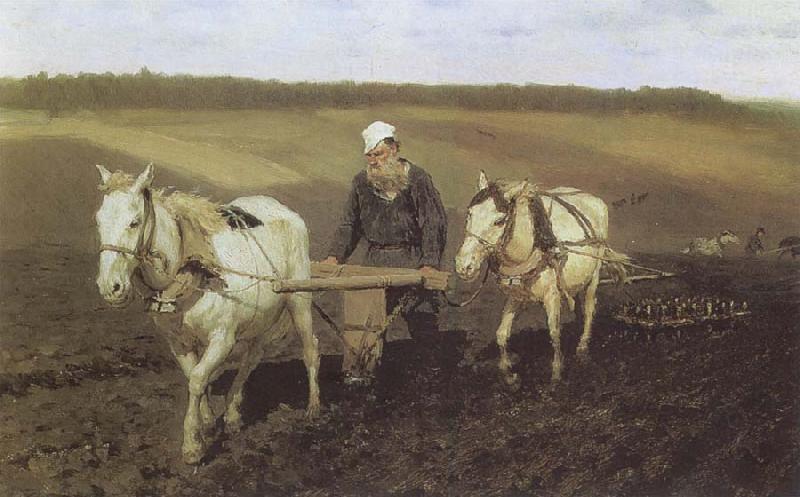 Ilya Repin A Ploughman,Leo Tolstoy Ploughing oil painting picture